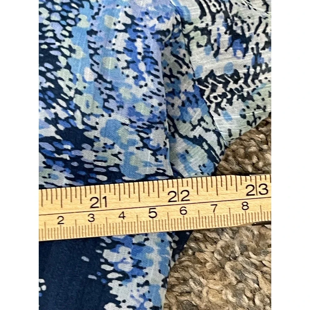 Joie Blue Women Midi XL Abstract Print Tiered Long Sleeve V-Neck High Low Dress